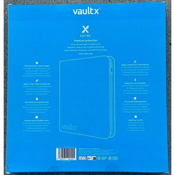 Vault X Neon Blue 12-Pocket Exo-Tec Zip Binder New Holds 480 Cards Secure - Picture 2 of 2